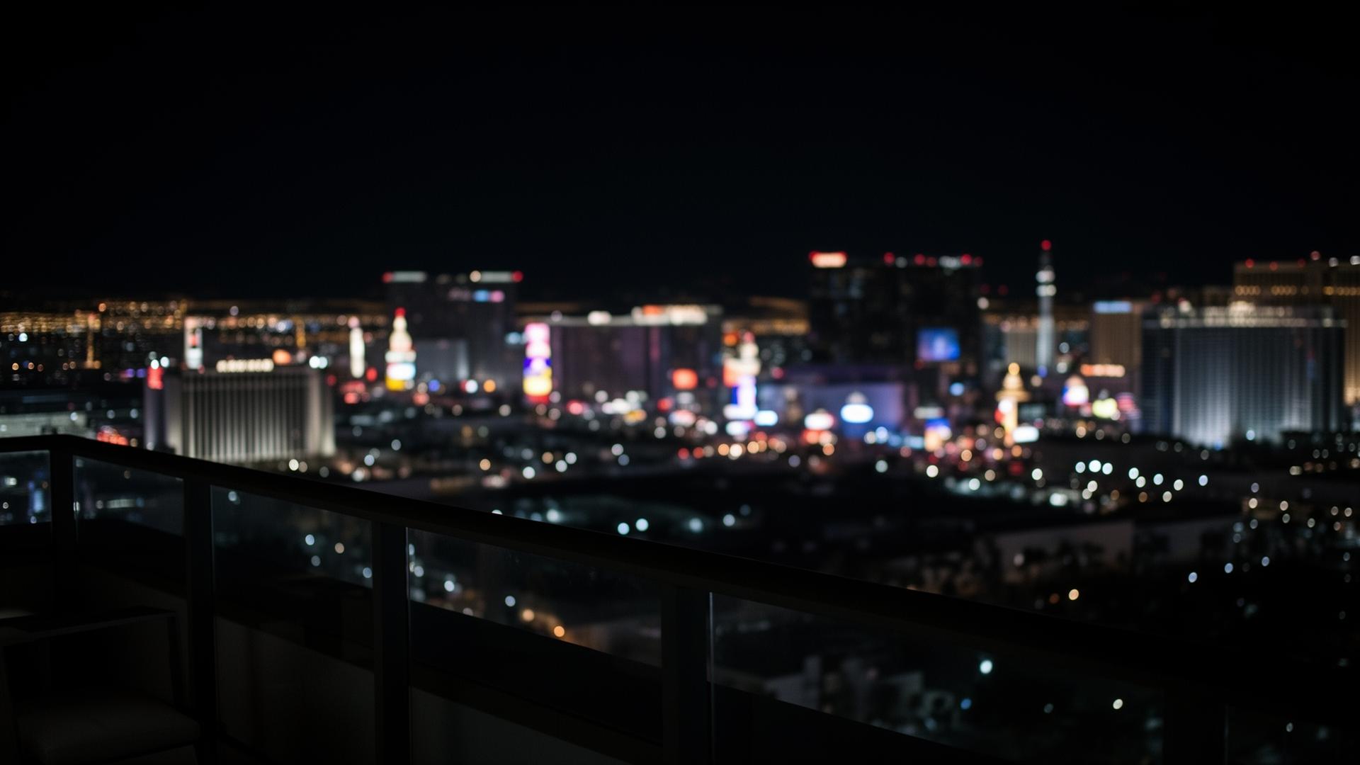 Las Vegas penthouse balcony at night