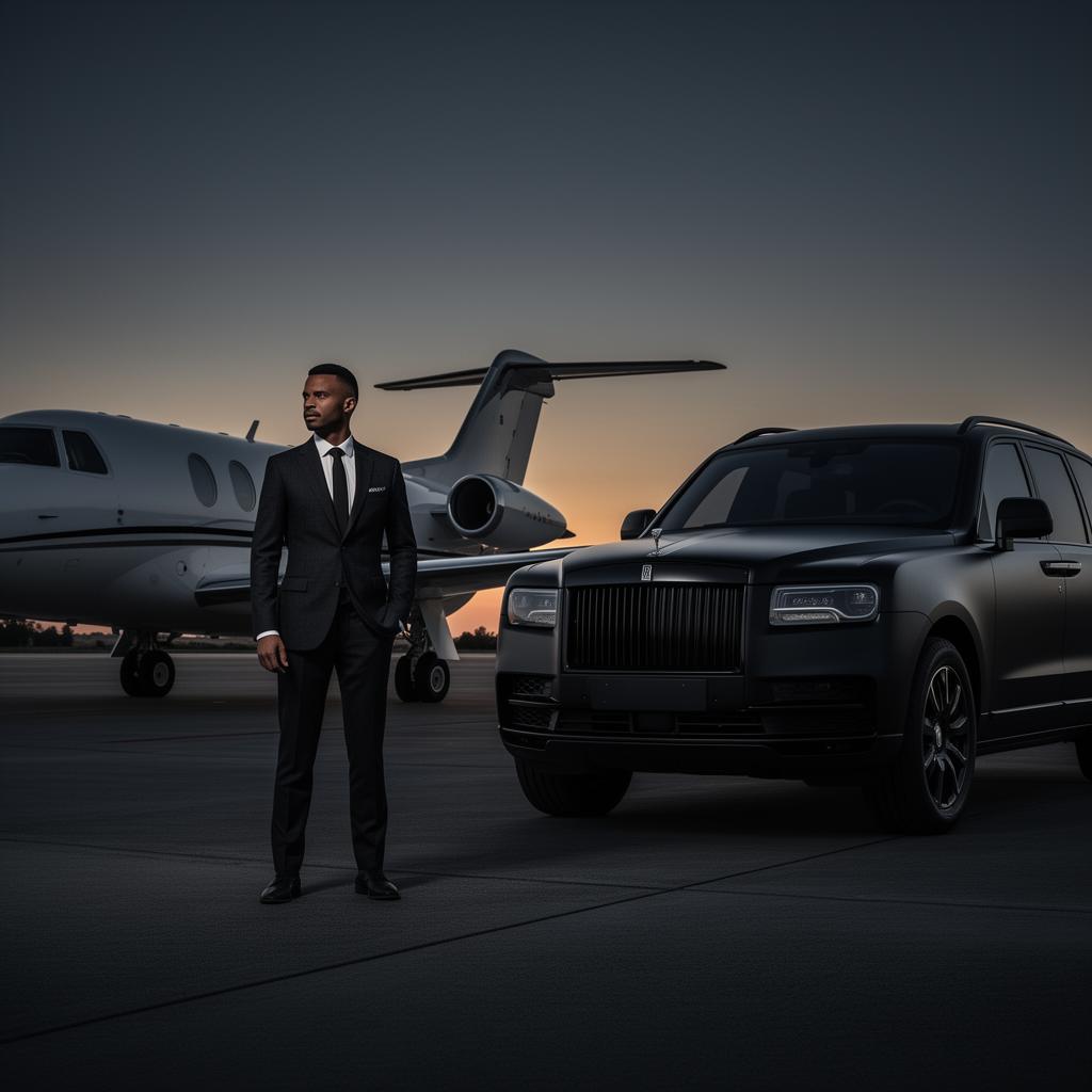 Protection specialist on private aviation tarmac