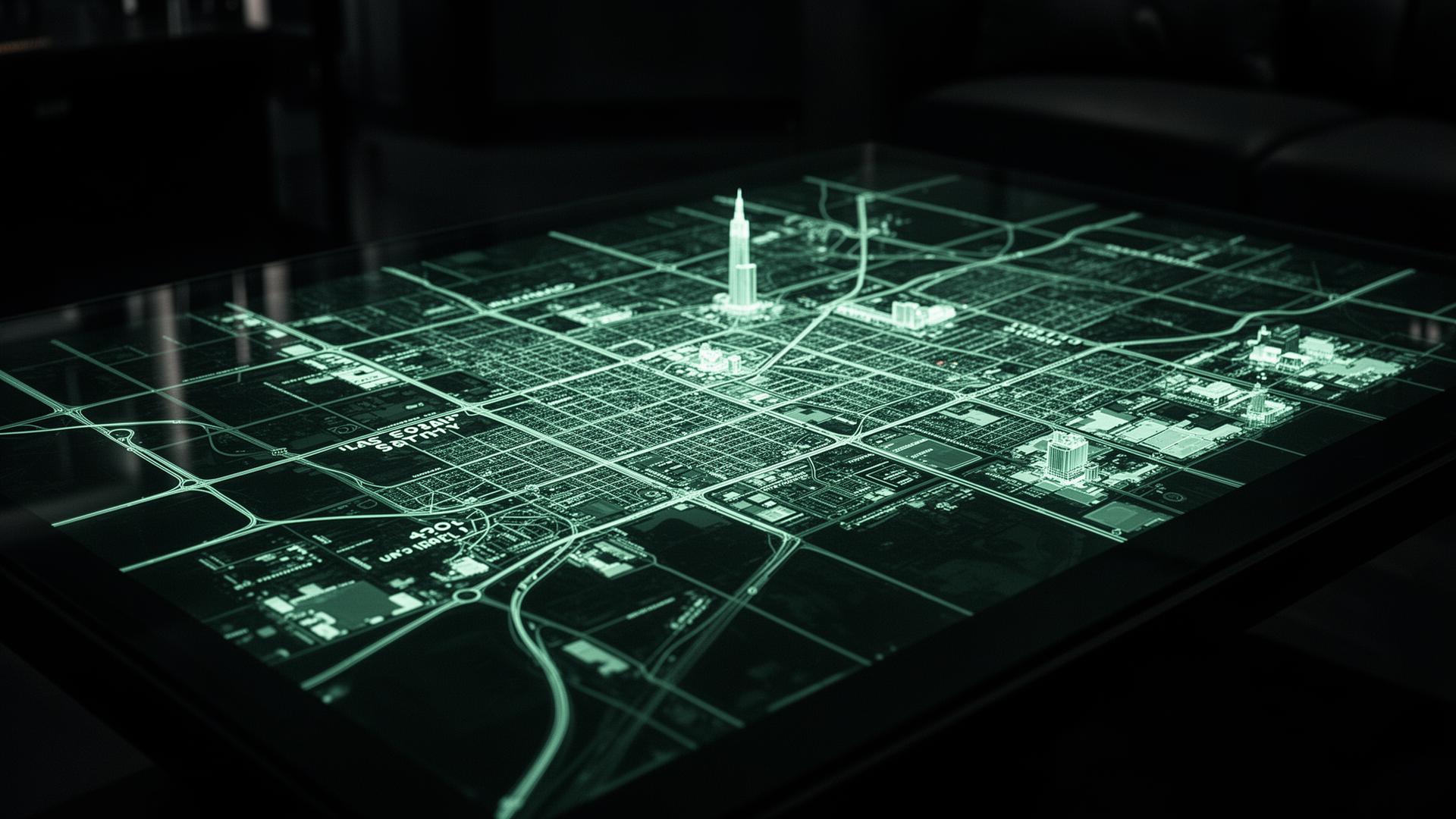 High-tech tactical map of the Las Vegas Strip
