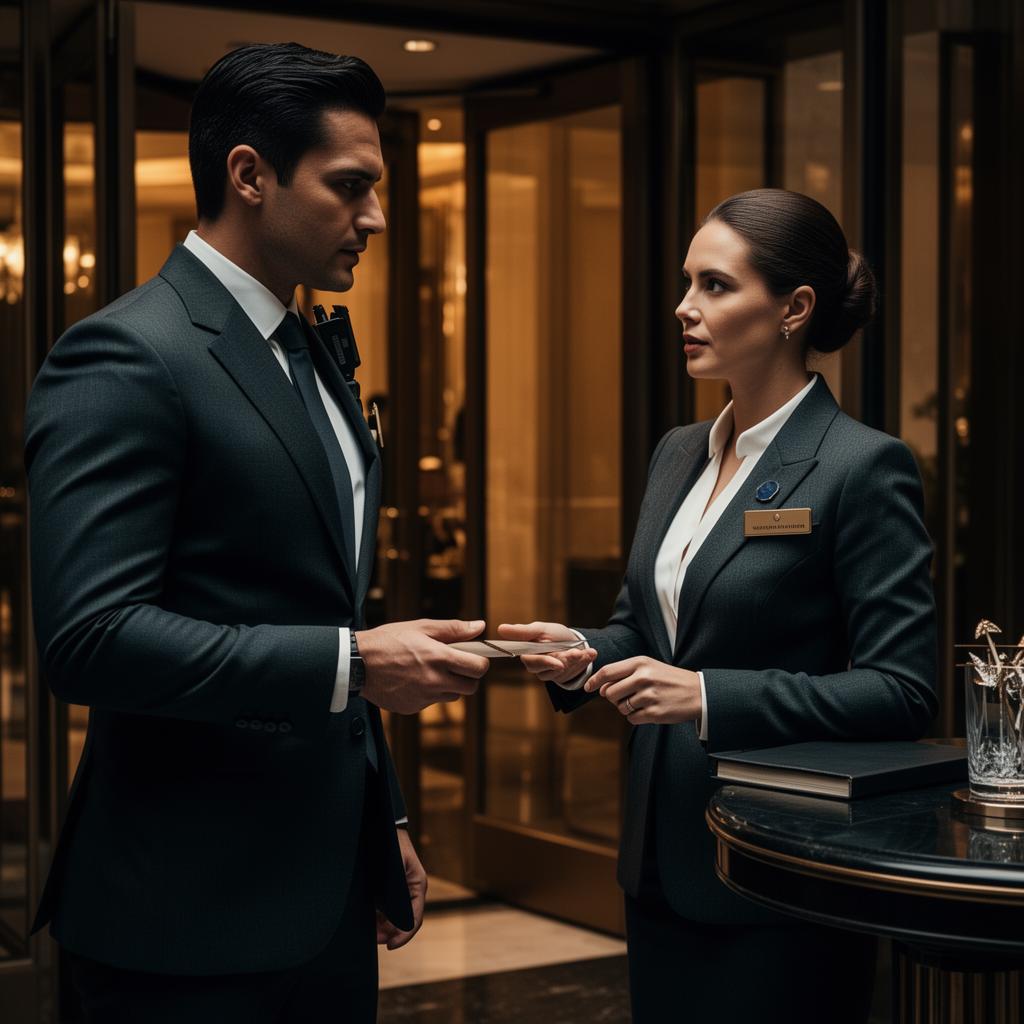 Concierge exchange at five-star venue